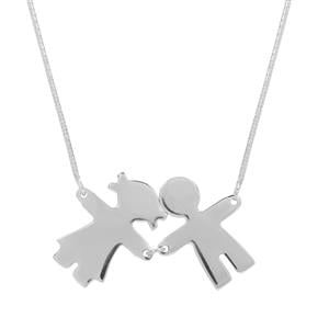 18" Sterling Silver Altro Boy & Girl Charm Necklace 4.85g