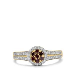 Purple, White Diamonds 9K Gold Ring 1/3ct