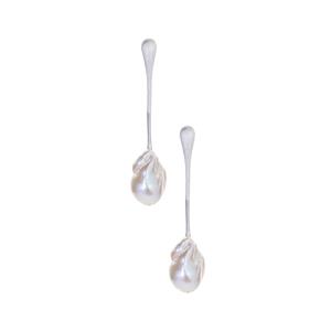 Baroque Cultured Pearl Sterling Silver Earrings (26mm x 16mm)