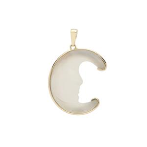 Lehrer Man in the Moon White Chalcedony Pendant in 9K Gold 14.75cts