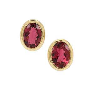 1.45ct Congo Pink Tourmaline 9K Gold Earrings