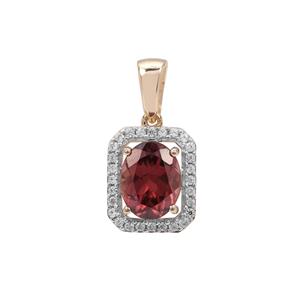 Umba Valley Red Zircon Pendant with White Zircon in 9K Gold 3.05cts