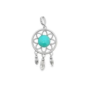 Sleeping Beauty Turquoise Dreamcatcher Pendant in Sterling Silver 1.80cts