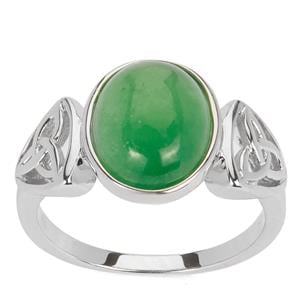 4.24ct Green Jade Sterling Silver Ring 