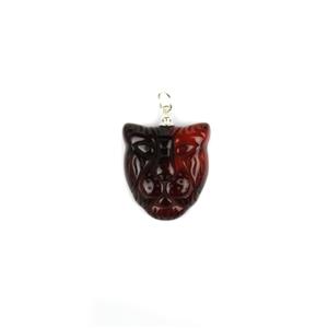 Baltic Amber Cherry Tiger Head + 925 Sterling Silver Peg and Bale, 20mm
