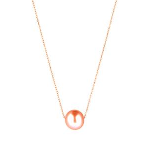 Naturally Pink Cultured Pearl 10K Rose Gold Necklace (9mm)