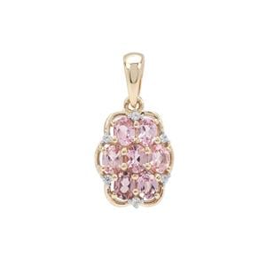 Mahenge Purple Spinel Pendant with White Zircon in 9k Gold 1.40cts