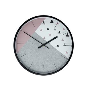 Triangles Wall Clock with Black Hands - Pink and Grey