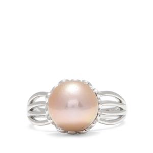 Naturally Lavender Cultured Pearl Sterling Silver Ring (9.50mm)