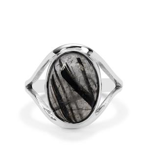6ct Sierra Leone Black Rutilite Quartz Sterling Silver Aryonna Ring