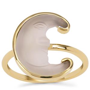 Lehrer Man in the Moon White Chalcedony Ring in 9K Gold 3.45cts