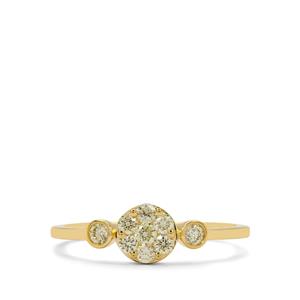 1/3ct Natural Yellow Diamonds 9K Gold Ring