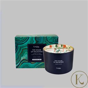 The House Of Malachite by Kimbie Home 440gm Crackle Triple Wick Candle With Malachite