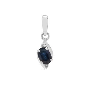 Kanchanaburi Sapphire & White Zircon Sterling Silver Pendant ATGW 0.95ct