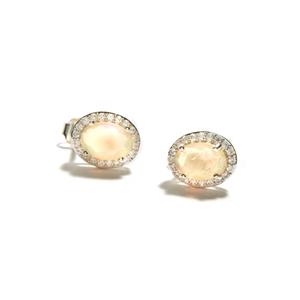 Opal & White Zircon Sterling Silver Earrings