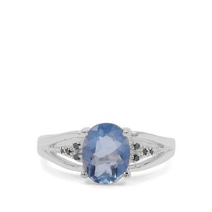Colour Change Fluorite & Blue Diamond Sterling Silver Ring ATGW 2.10cts