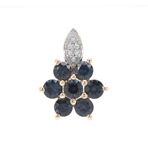 Australian Blue Sapphire Pendant with White Zircon in 9K Gold 1.49cts