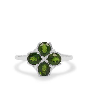Chrome Diopside & White Zircon Sterling Silver Ring ATGW 1.60cts