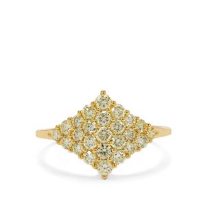 1ct Natural Yellow Diamond 9K Gold Ring 