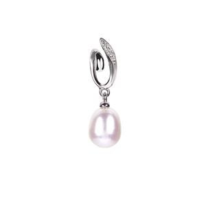 Karoi Cultured Pearl and White Topaz Sterling Silver Pendant (7mm X 8mm)