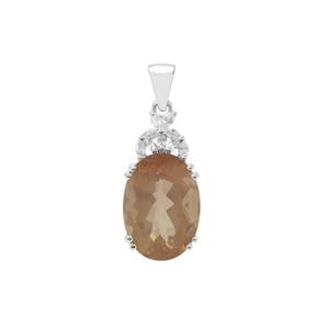 Guyang Sunstone Pendant with White Zircon in Sterling Silver 11.82cts