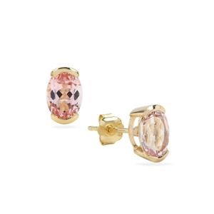 1.35cts Pink Morganite 9K Gold Earrings 