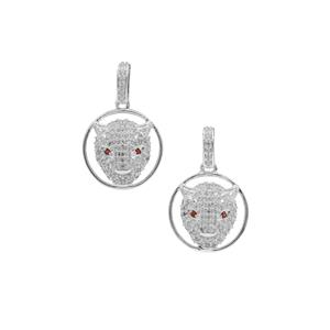 White Zircon Earrings with Rajasthan Garnet in Sterling Silver 1.15cts