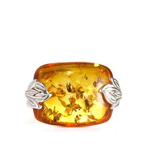 Baltic Cognac Amber Sterling Silver Ring (23x16mm)