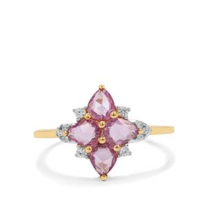 Rose Cut Purple Sapphire Ring with Ratanakiri Zircon in 9K Gold 1.20cts