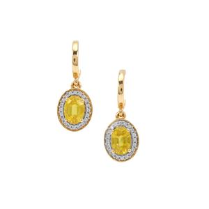 Bang Kacha Yellow Sapphire & White Zircon 9K Gold Earrings ATGW 2.55cts