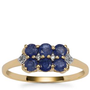 Burmese Blue Sapphire Ring with Diamond in 9K Gold 1.10cts