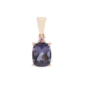 Blueberry Quartz Pendant with Thai Sapphire in 9K Gold 2.55cts