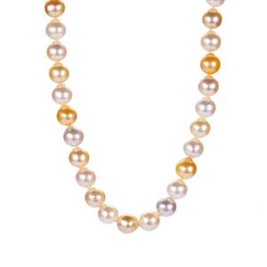 South Sea and Golden South Sea Cultured Pearl Sterling Silver Necklace (7.50mm)