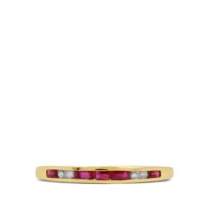Burmese Ruby & Diamond 9K Gold Ring ATGW 0.40ct
