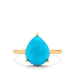 4.30cts Sleeping Beauty Turquoise 9K Gold Ring 