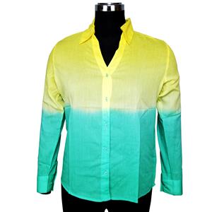 Destello Bicolor Ombre Dyed Shirt 100% Cotton (Choice of 2 Sizes) (Green & Yellow)
