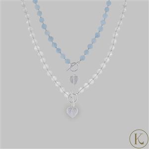 Kimbie Faceted Gemstone Necklace with Heart Shaped Angel Charm in Sterling Silver Approx. 94cts
