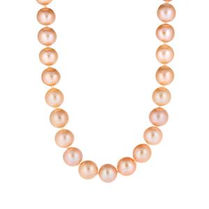 Naturally Papaya Edison Cultured Pearl Strand Gold Tone Sterling Silver Graduated Necklace