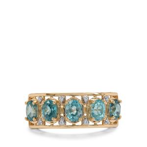 2.95ct Ratanakiri Blue & White Zircon 9K Gold Ring