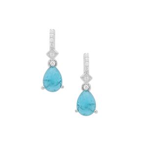 Neon Apatite Earrings with White Zircon in Sterling Silver 1.80cts