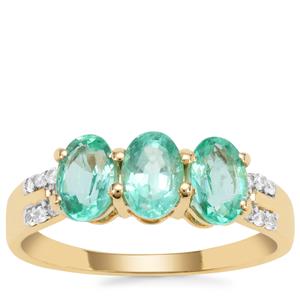 Malysheva Siberian Emerald Ring with White Zircon in 9K Gold 1.56cts