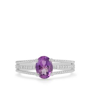 Moroccan Amethyst & White Zircon Sterling Silver Ring ATGW 1.25cts