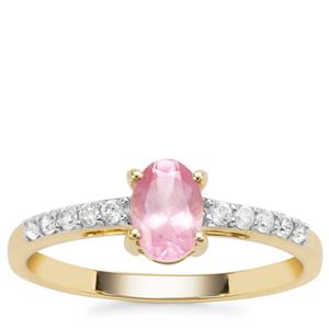 Mozambique Pink Spinel Ring with White Zircon in 9K Gold 0.85ct