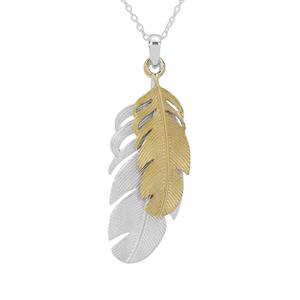 The Forever Feathers Two Tone Sterling Silver Pendant Necklace 