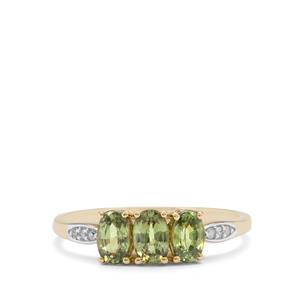 Green Dragon Demantoid Garnet & Diamond 9K Gold Ring ATGW 1.35cts