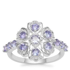 Tanzanite Ring with White Zircon in Sterling Silver 1.13cts