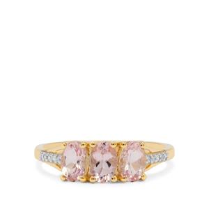 Cherry Blossom Morganite & Diamond 9K Gold Ring ATGW 1.25cts