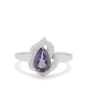 Bengal Iolite & White Zircon Sterling Silver Ring ATGW 1.36cts