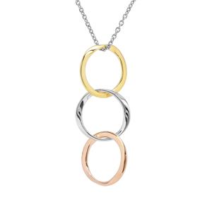 Pendant Necklace in Three Tone Gold Plated Sterling Silver