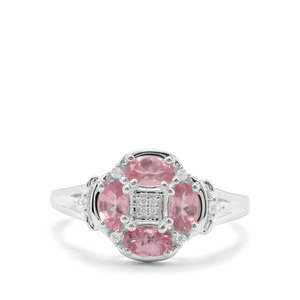 Mozambique Pink Spinel & White Zircon Sterling Silver Ring ATGW 1.10cts